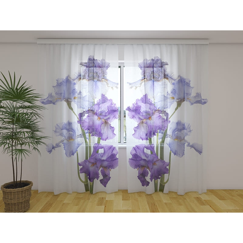 1,00 € Personalisierter Vorhang - Designer - Mit hellblauen und blauen Blumen