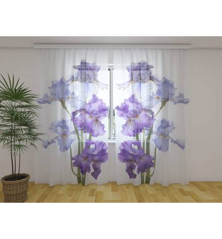 Cortina personalizada - de diseño - Con flores celestes y azules