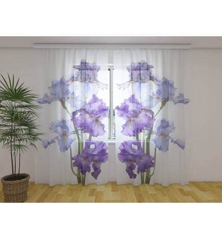 Rideau personnalisé - créateur - Avec fleurs bleu clair et bleues