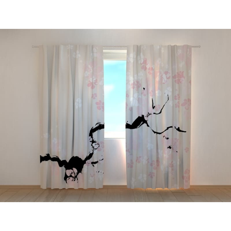 1,00 € Custom Curtain - Abstract with cherry blossoms