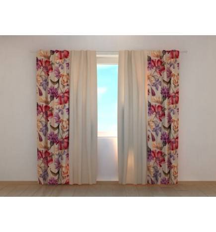 1,00 € Personalized Curtain - Oriental with red flowers