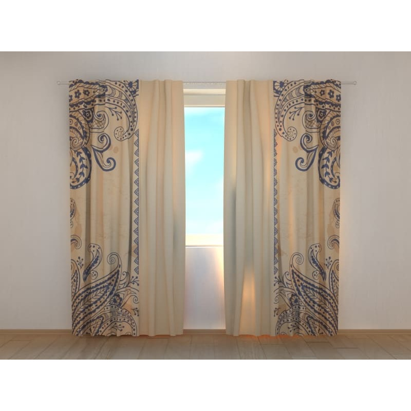 1,00 € Gordijn op maat - Oosters met abstracte bladeren