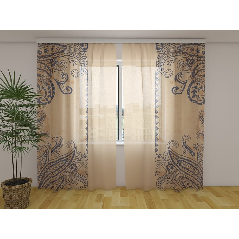 1,00 € Custom Curtain - Oriental with abstract leaves