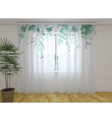 Maßgeschneiderter Vorhang – Eukalyptusblätter – oben