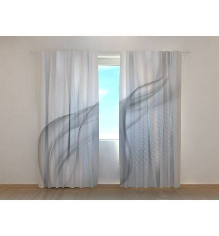 Maßgeschneiderter Vorhang – mit abstrakten, grauen Wellen