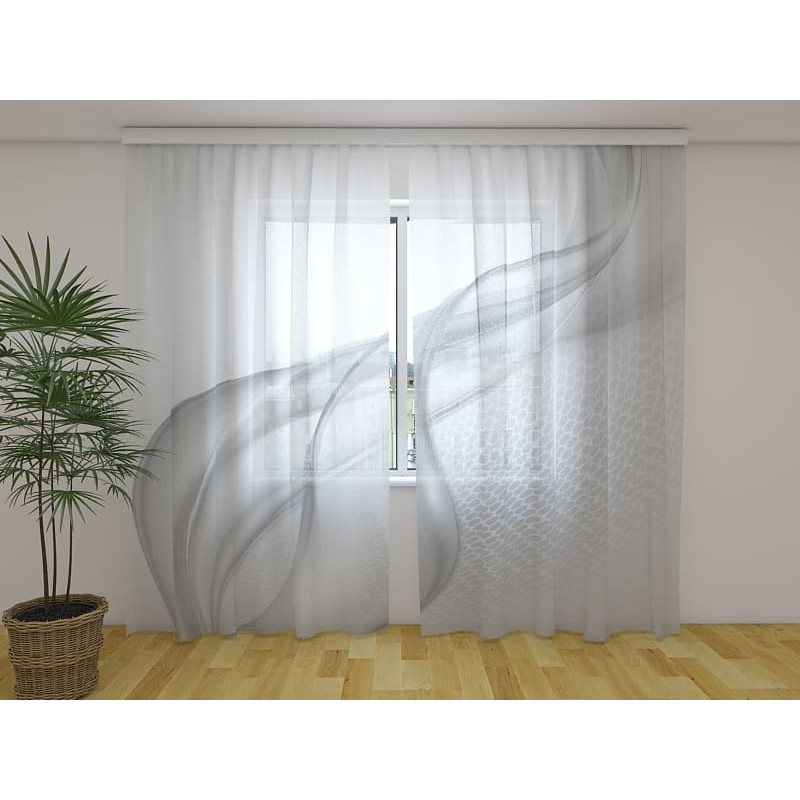 1,00 € Cortina personalizada - con ondas abstractas y grises