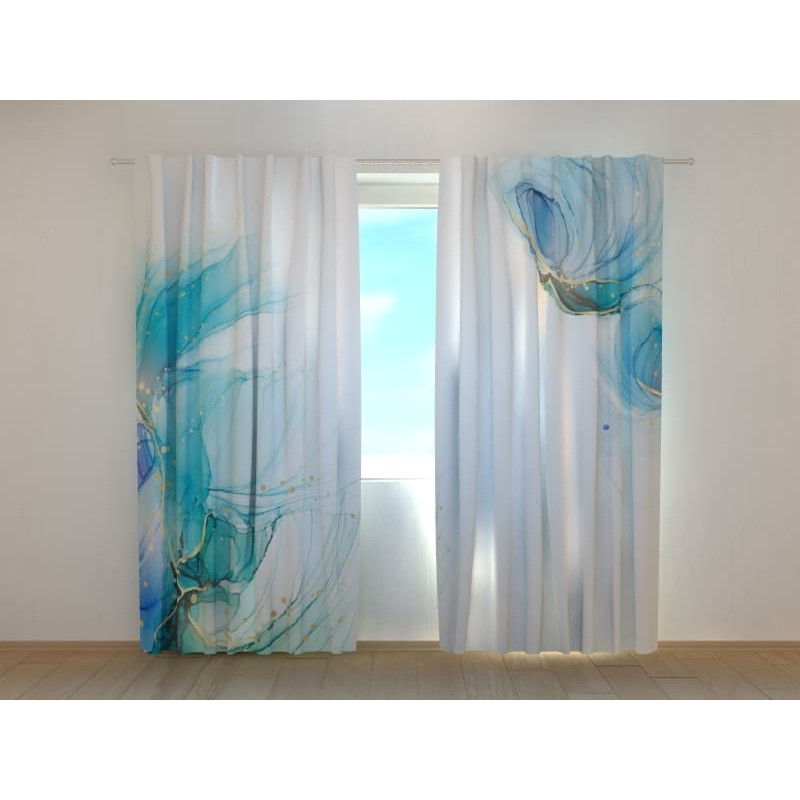 1,00 € Personalized Curtain - Delicate green and turquoise leaves