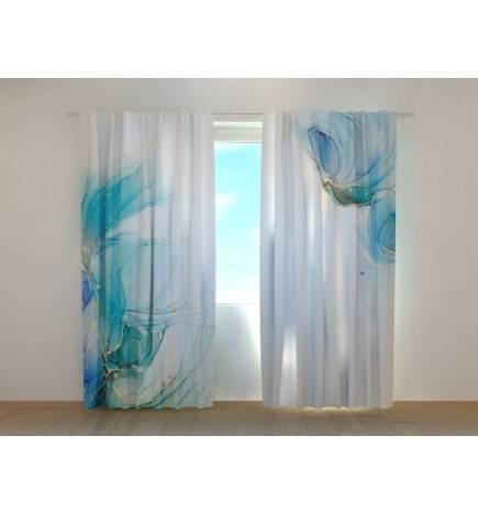 Personalized Curtain - Delicate green and turquoise leaves