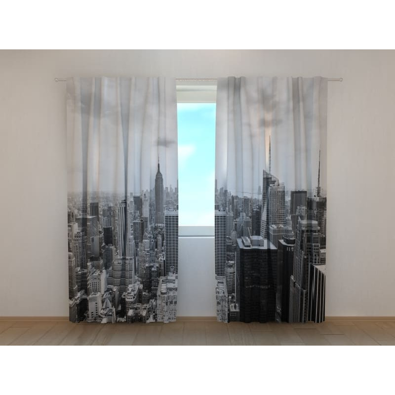 1,00 € Custom Curtain - Manhattan mustavalkoisena