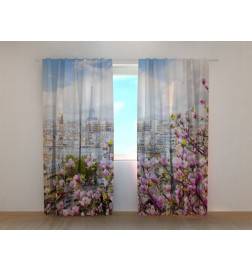 Personalizirana zavesa - Pariz in cvetoče magnolije