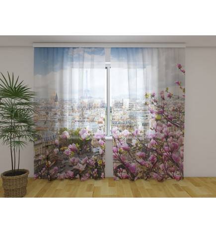 Cortina personalizada - París y las magnolias en flor