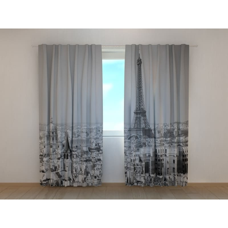 1,00 € Personalisierter Vorhang - Paris in Schwarz und Weiß