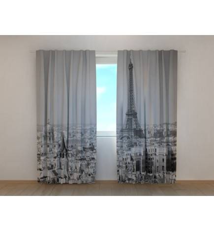 Personalisierter Vorhang - Paris in Schwarz und Weiß