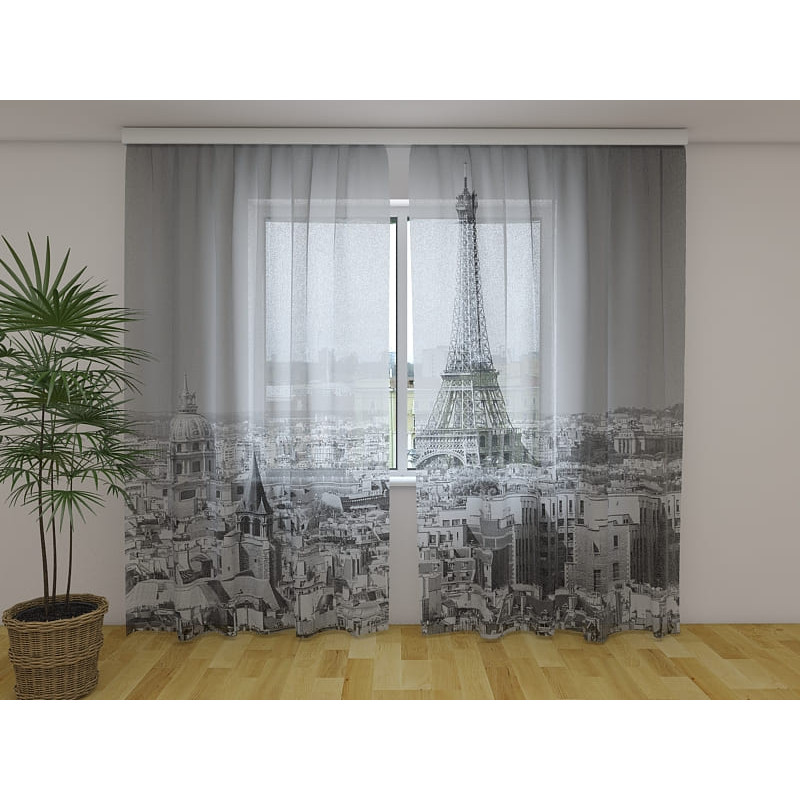 1,00 € Personalisierter Vorhang - Paris in Schwarz und Weiß