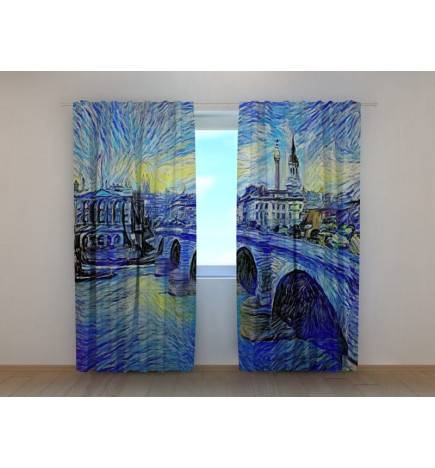 Personalized curtain - London Bridge in Van Gogh style