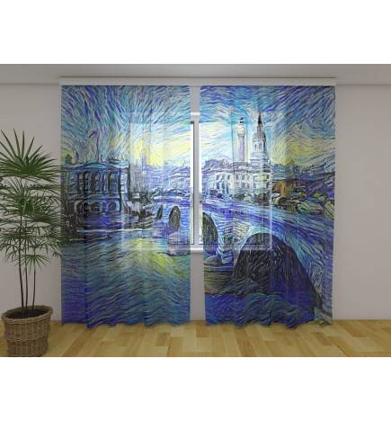 Personalized curtain - London Bridge in Van Gogh style