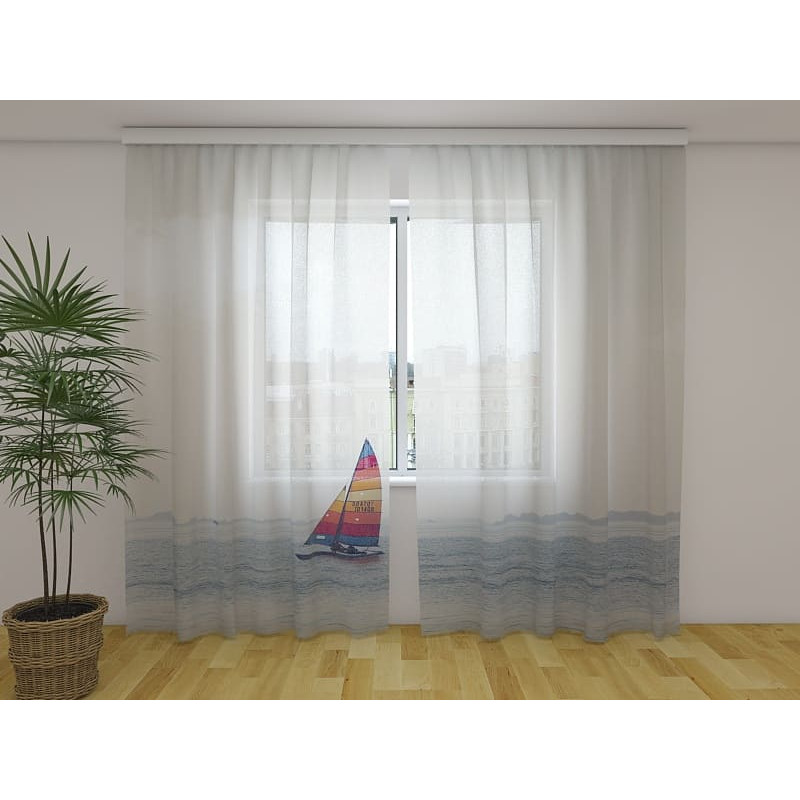 1,00 € Custom tent - with a sailboat in the lagoon