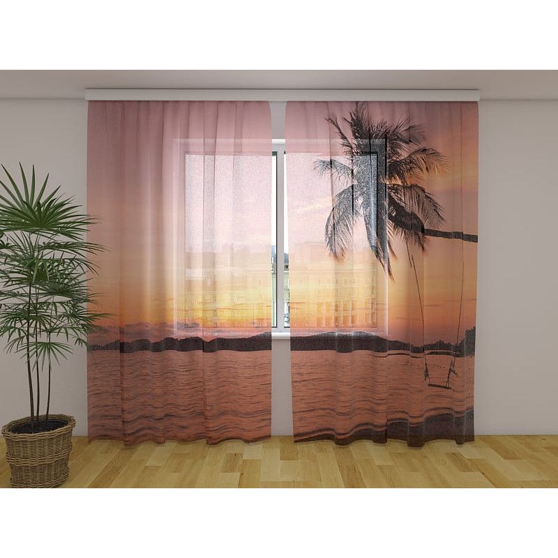 1,00 € Tent op maat - tropisch landschap bij zonsondergang