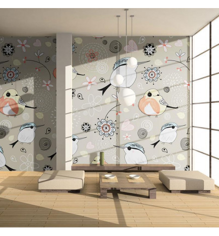 Wall Mural - Natural pattern with birds