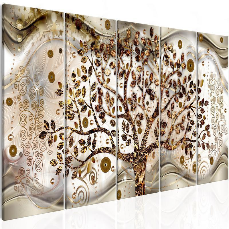 92,90 € Canvas Print - Tree and Waves (5 Parts) Brown