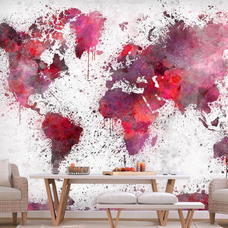 34,00 € Fototapete - World Map: Red Watercolors