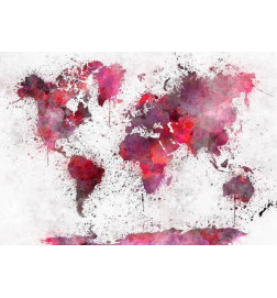 Foto tapete - World Map: Red Watercolors