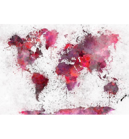 Carta da parati - World Map: Red Watercolors