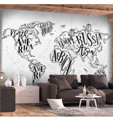 Mural de parede - Retro Continents (Grey)