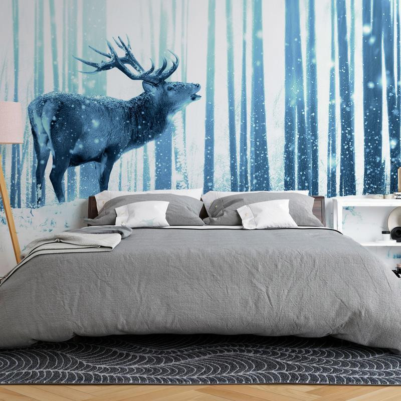 34,00 €Papier peint - Winter animals - deer motif on a forest background in shades of blue