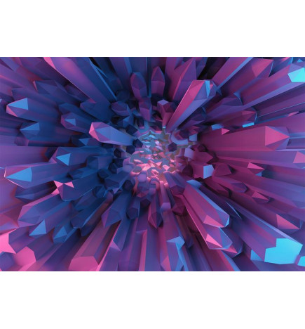 Carta da parati - Crystal - geometric fantasy with 3D elements in purple tones