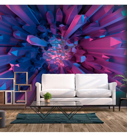 Mural de parede - Crystal - geometric fantasy with 3D elements in purple tones