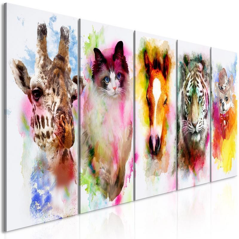 92,90 € Tablou - Watercolour Animals (5 Parts) Narrow
