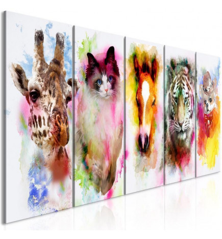 92,90 € Canvas Print - Watercolour Animals (5 Parts) Narrow