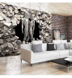 Wall Mural - Love made of stone - shiny silhouettes surrounded by sharp elements