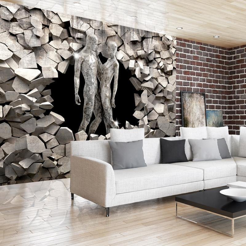 34,00 € Wall Mural - Love made of stone - shiny silhouettes surrounded by sharp elements