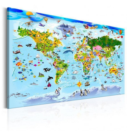 Decorative Pinboard - Childrens Map: Colourful Travels