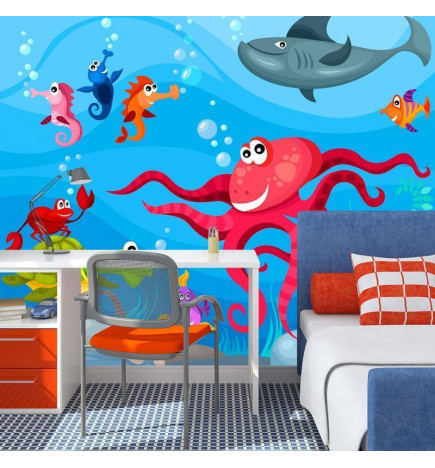 Mural de parede - Octopus and shark