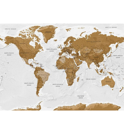 Fotobehang - World Map: White Oceans