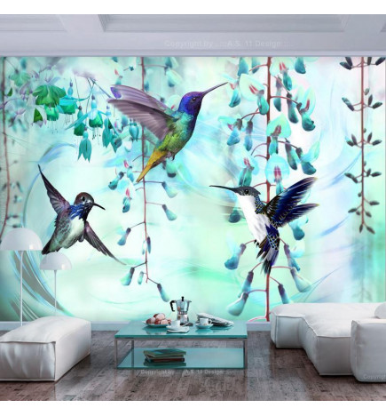 Fototapete - Flying Hummingbirds (Green)