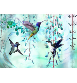Fotobehang - Flying Hummingbirds (Green)