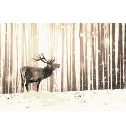 Foto tapete - Deer in the Snow (Sepia)