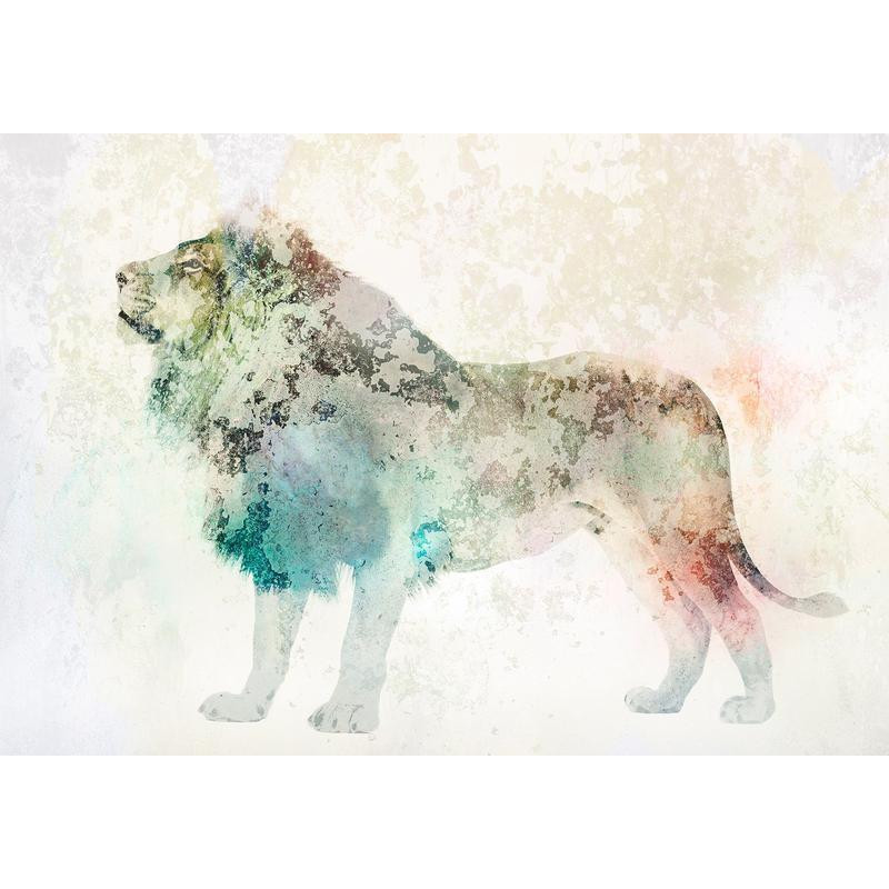 34,00 € Fotomural - King of the animals - lion on a solid textured background with coloured accent