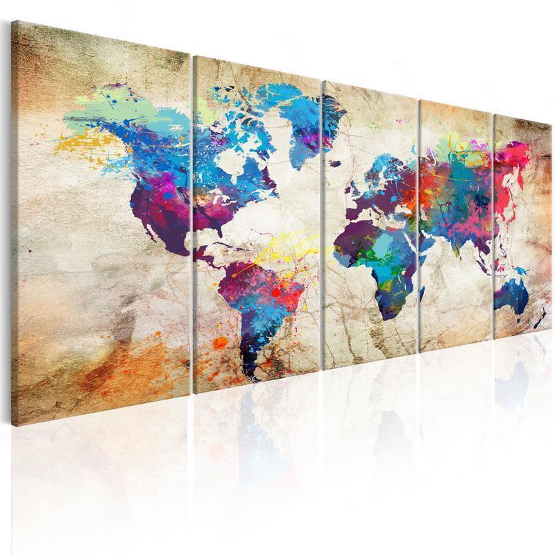 92,90 € Glezna - World Map: Colourful Ink Blots