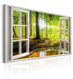 Schilderij - Window: View on Forest