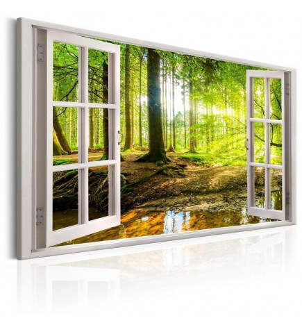 Schilderij - Window: View on Forest