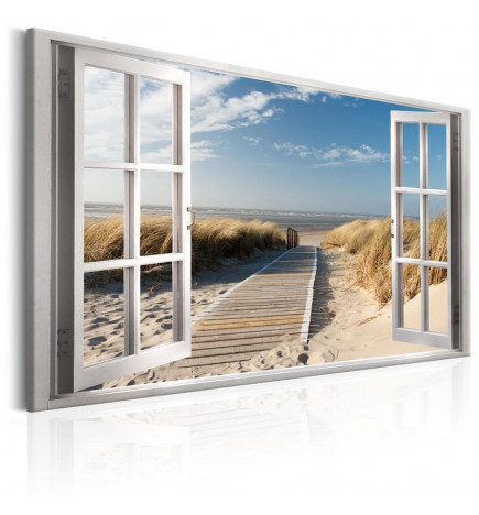 Schilderij - Window: View of the Beach