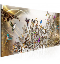 Canvas Print - Hummingbirds Dance (1 Part) Gold Narrow