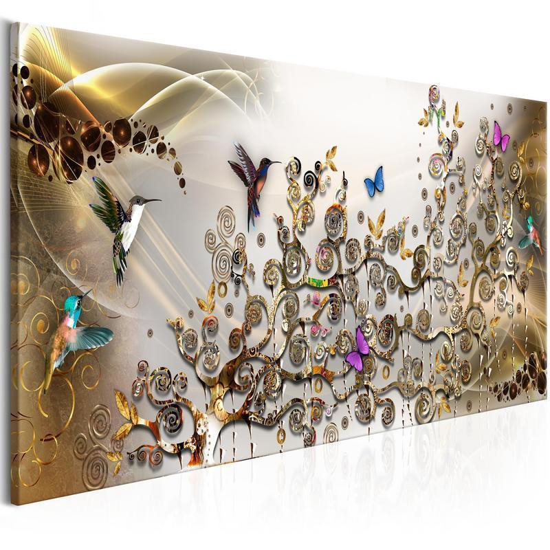 82,90 € Canvas Print - Hummingbirds Dance (1 Part) Gold Narrow