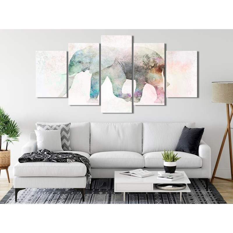 70,90 € Schilderij - Painted Elephant (5 Parts) Wide