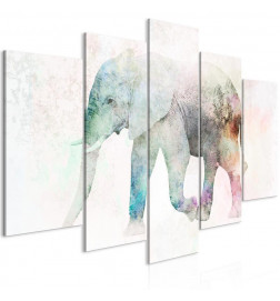 Leinwandbild - Painted Elephant (5 Parts) Wide